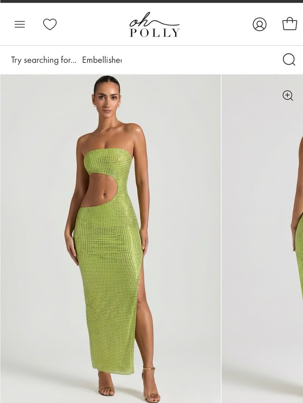 Oh Polly Lime Cutout Strapless Maxi Dress